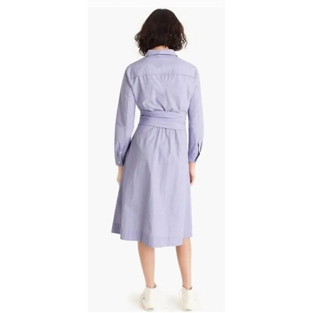 J Crew Tie-Waist Shirt Dress in Blue Cotton Size 6 - Picture 2 of 10